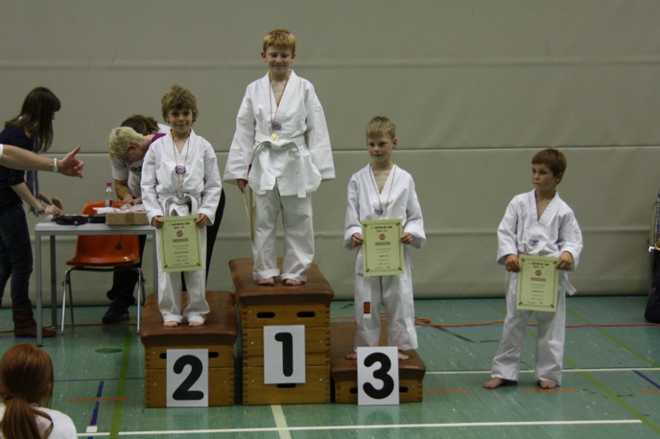 Siegerehrung: v.l.n.r. Kai, Sebastian, Tim, Luca