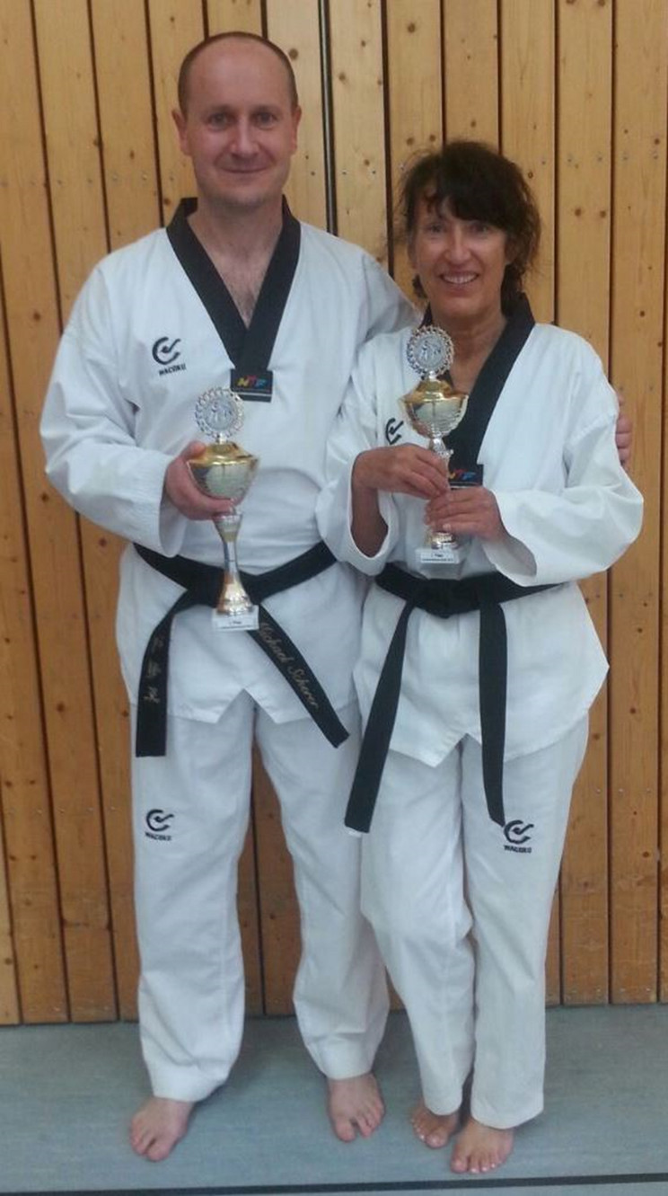 Gold: Ingrid Geggus (Master 3 w) und Michael Scherer (Master 1 m) beide TKD Weingarten